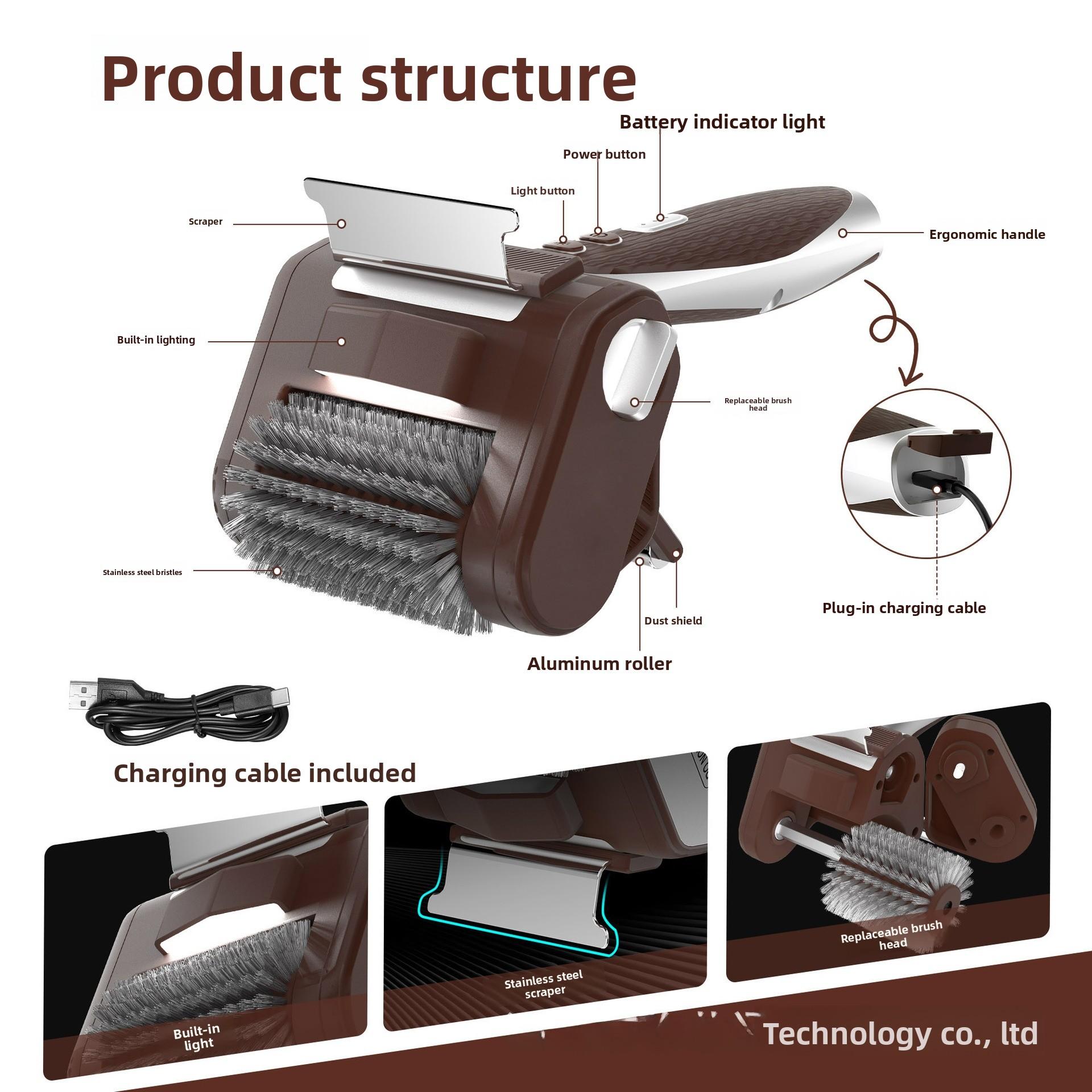 LED Light Electric BBQ Brush Rechargeable Wireless Camping Grill Cleaning Special for Spring Outdoor Barbecue Wholesale Drill Impact High-Torque Cordless