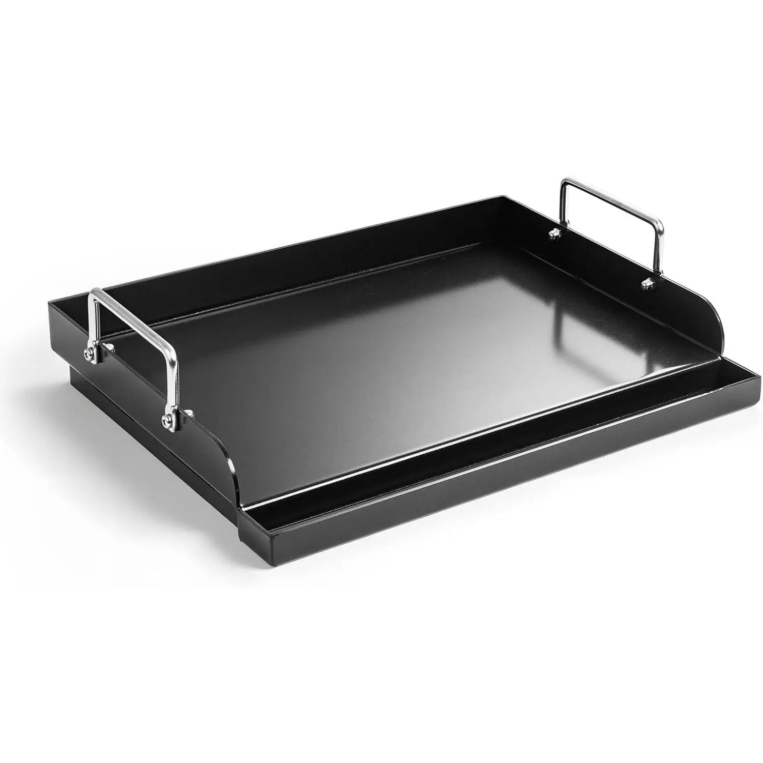 Griddle for Gas Grill, Grill Flat Top Griddle, 17" x 13" Cast Iron Nonstick Griddle Plate, Flat Top Plate Insert with Removable Handles & Grease Groove for Charcoal, Camping, Gas Stove, Tailgating