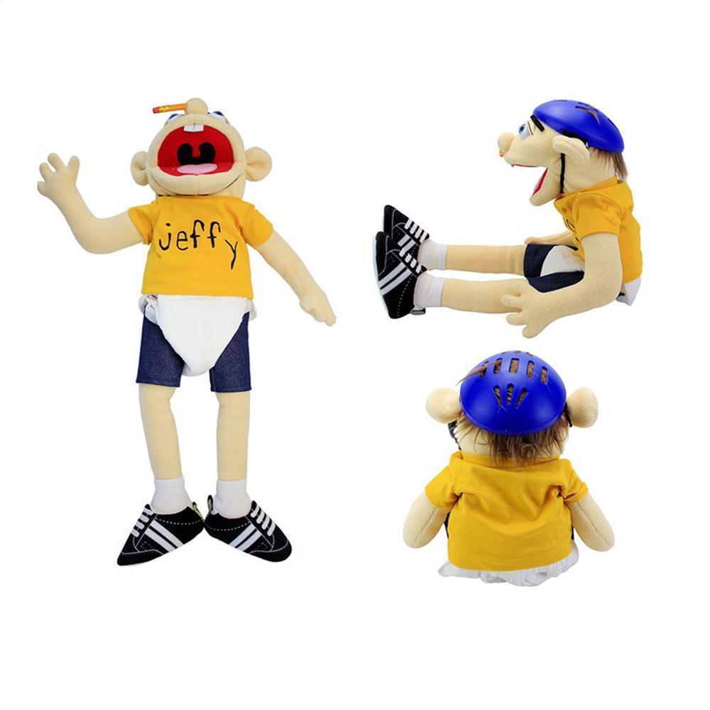 60cm Large Jeffy Boy Hand Puppet Plush Toys Removable Children Soft Doll Talk Show Party Props Puppet Stuffed Doll For Kids Gift