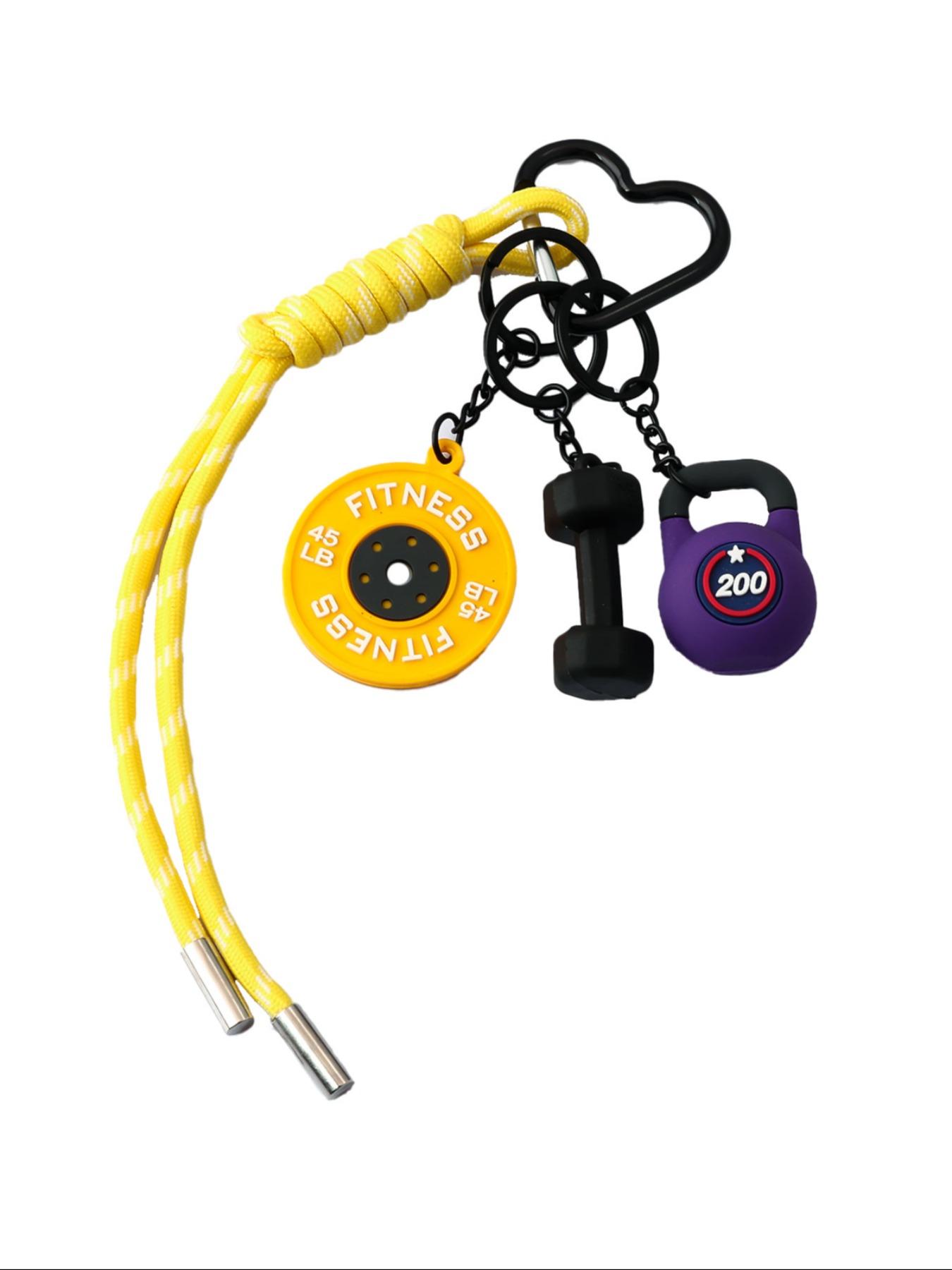 Gym Dumbbell Barbell Kettlebell Keychain, Keychain Wristlet, Fitness Accessory for Gym Bags & Backpacks, Stylish & Functional Design, Perfect Gift for Workout Enthusiasts