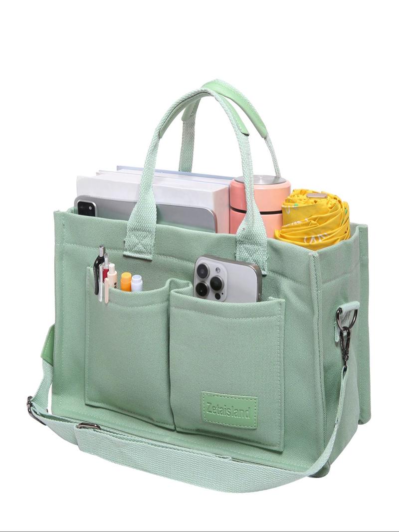 Women's Casual Minimalist Corduroy Tote Bag, Letter Patch Decor Shoulder Bag for Daily Used, Casual Trendy Versatile High-quality Daily Commuting Bag, Girl Fashionable Shopping Bag, Casual Commuter Bag