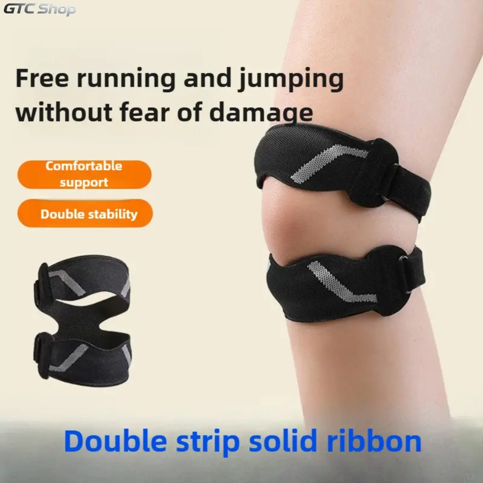Flat Patella Stabilizer Knee Sleeve, Dual Strip Silicone Anti-Collision Sports Knee Pad, Breathable Shock Absorbing Fixed Support Brace Anti Sprain Protector for Running Climbing Basketball Outdoor Athletic Training
