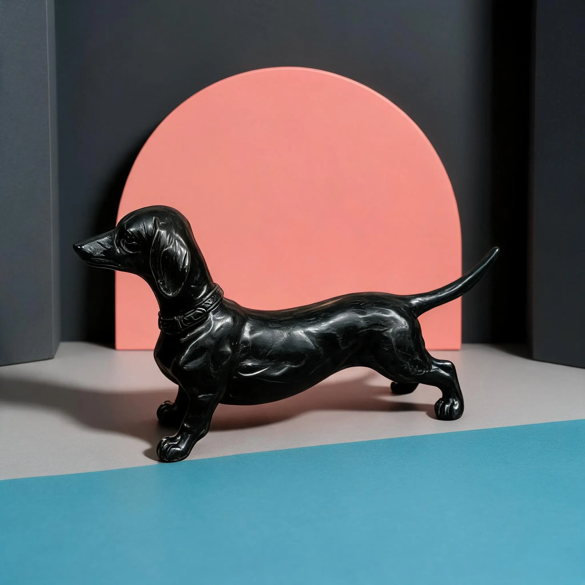 1 Piece Black Dachshund Resin Decorative Figurine Crafted from premium shatter-resistant, stain-proof and easy-to-clean resin, this piece doubles as a desktop paperweight and an ideal prop for photography and display.