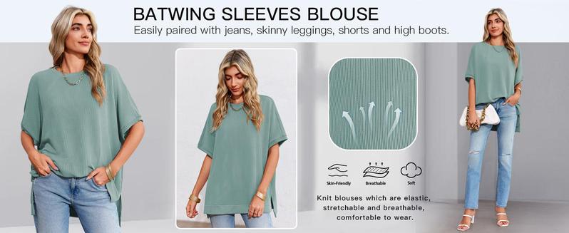 Danedvi Plus Size S-3XL Womens Oversized T Shirts Summer Casual Loose Fit Striped Knit Batwing Sleeves Tunic Tops Crewneck Blouse Danedvi Plus Size S-3XL Womens Oversized T Shirts Summer Casual Loose Fit Striped Knit Batwing Sleeves Tunic Tops Crewneck Blouse