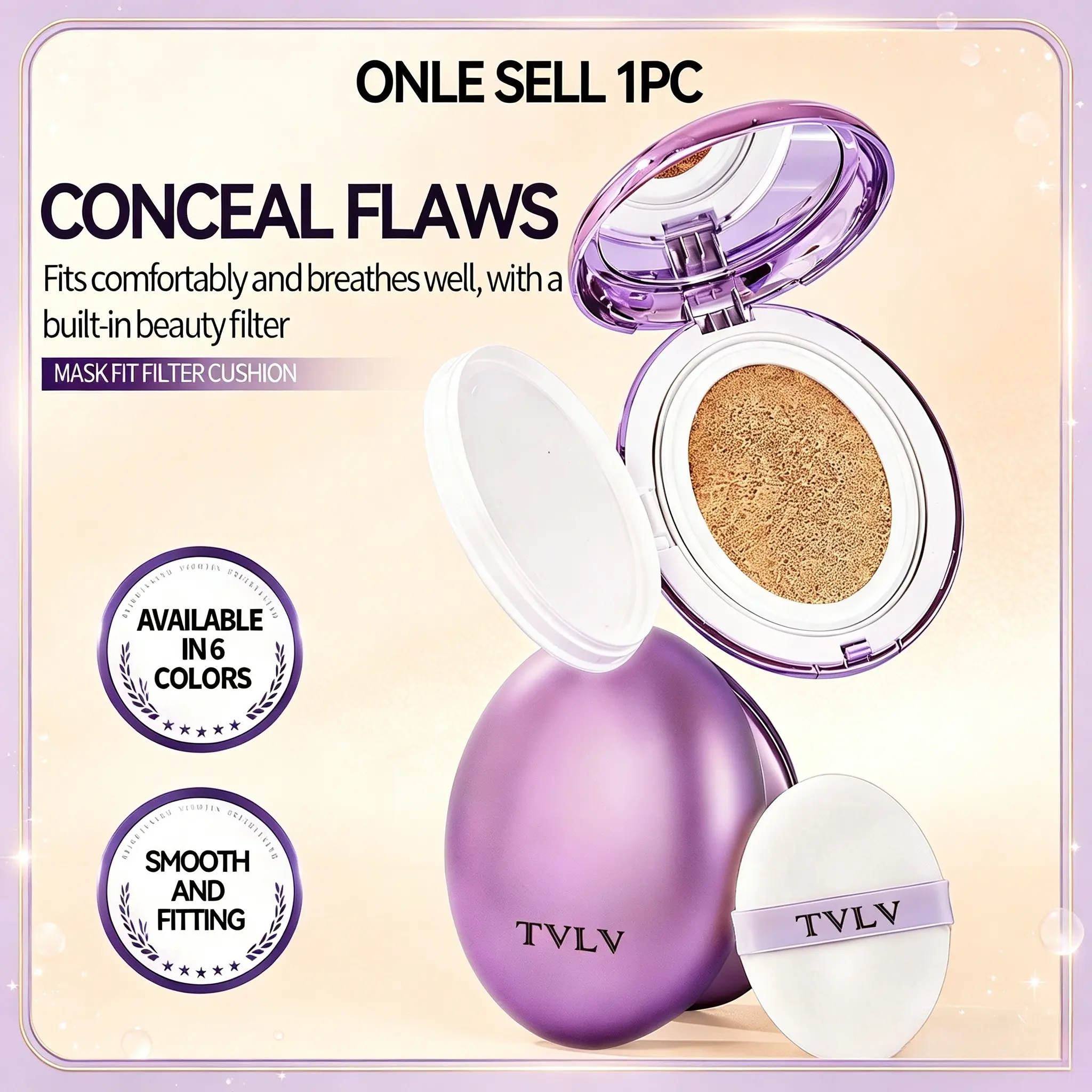 Face Fit Filter Cushion Concealer Long-Lasting Matte Buildable Coverage Lightweight Breathable Non-Clogging, Self-Healing Smooth Skin, Flawless Skin Finish, Portable Reusable Makeup, Cosmetic