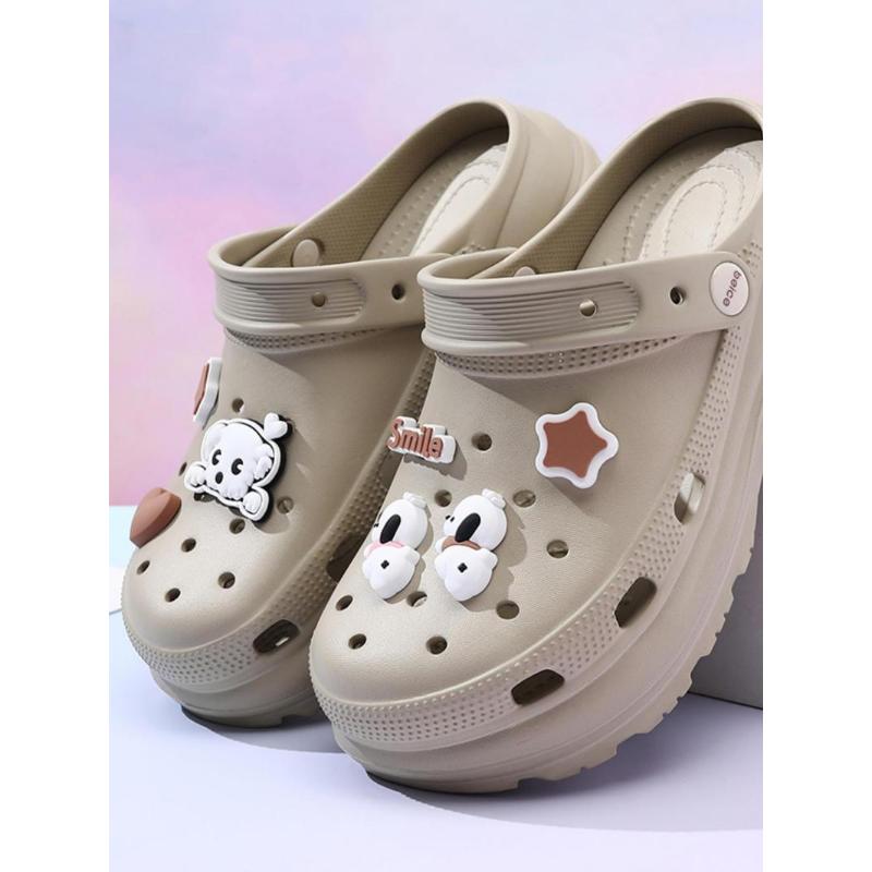 (New)Women's Pink Cute Cartoon Decorated Clogs, Thick Bottom Slippers, Casual Comfortable Non-slip Clogs for Indoor Outdoor Wear, Ladies Slippers, Lightweight Slipper, Summer Comfy Clogs for Daily Wear, Walking Shoes