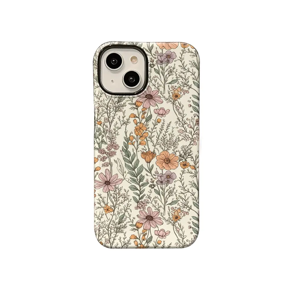 Wildflower Vine Phone Case, Retro Botanical Style for iPhone 17 16 15 14 13 12 11 Plus Pro Max, Elegant Literary Gift