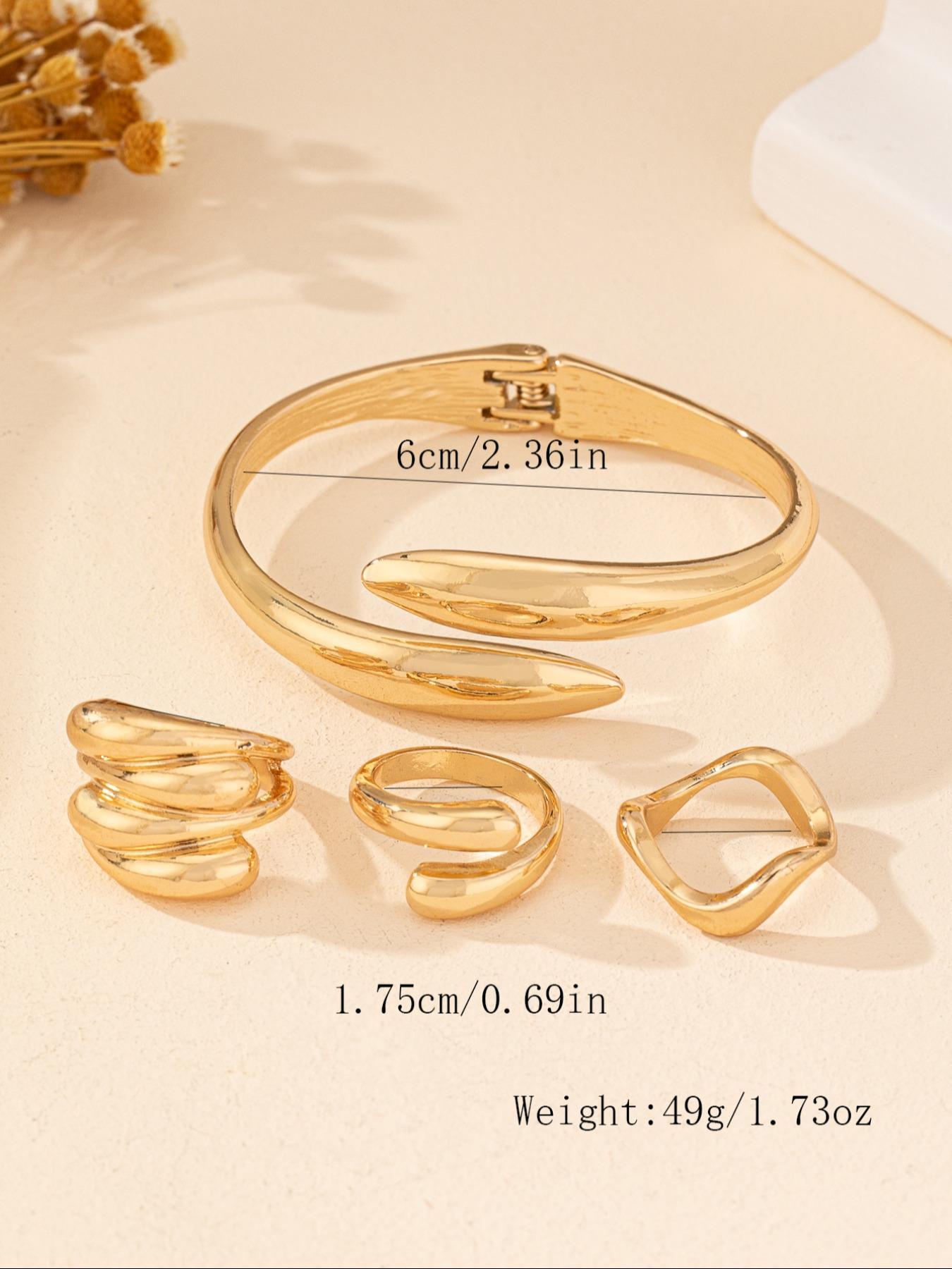 Fashionable Boho Style Cuff Bangle & Cuff Rings, New Trend Elegant Hand Jewelry Set, Trendy & Exquisite Hand Jewelry for Women, Teardrop Jewelry Set