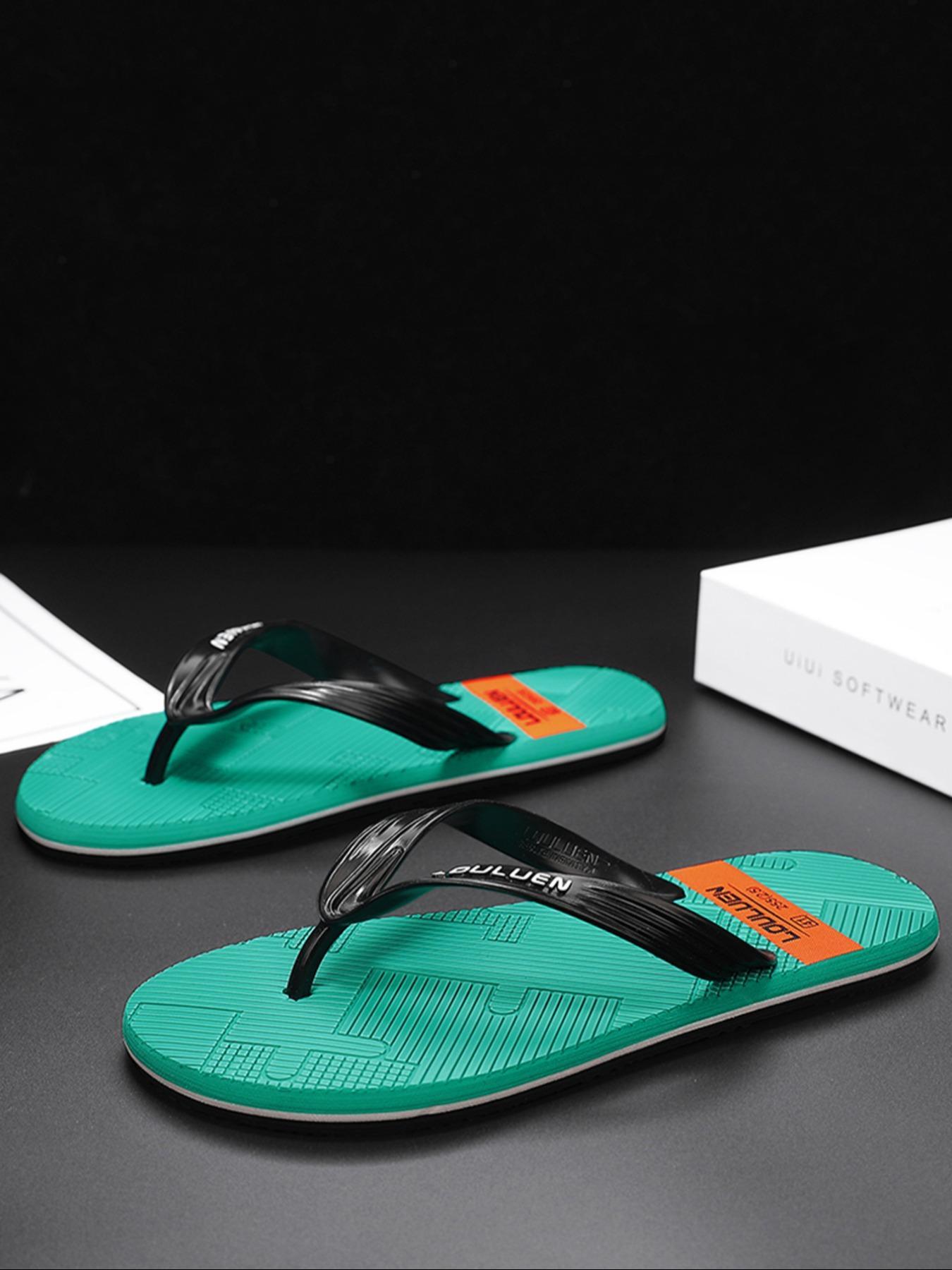 Men's Simple Plain Flip Flops, Casual Comfortable Non-slip Flip Flops for Indoor & Outdoor Wear, Breathable Soft Sole Flip Flops for Beach Footwear