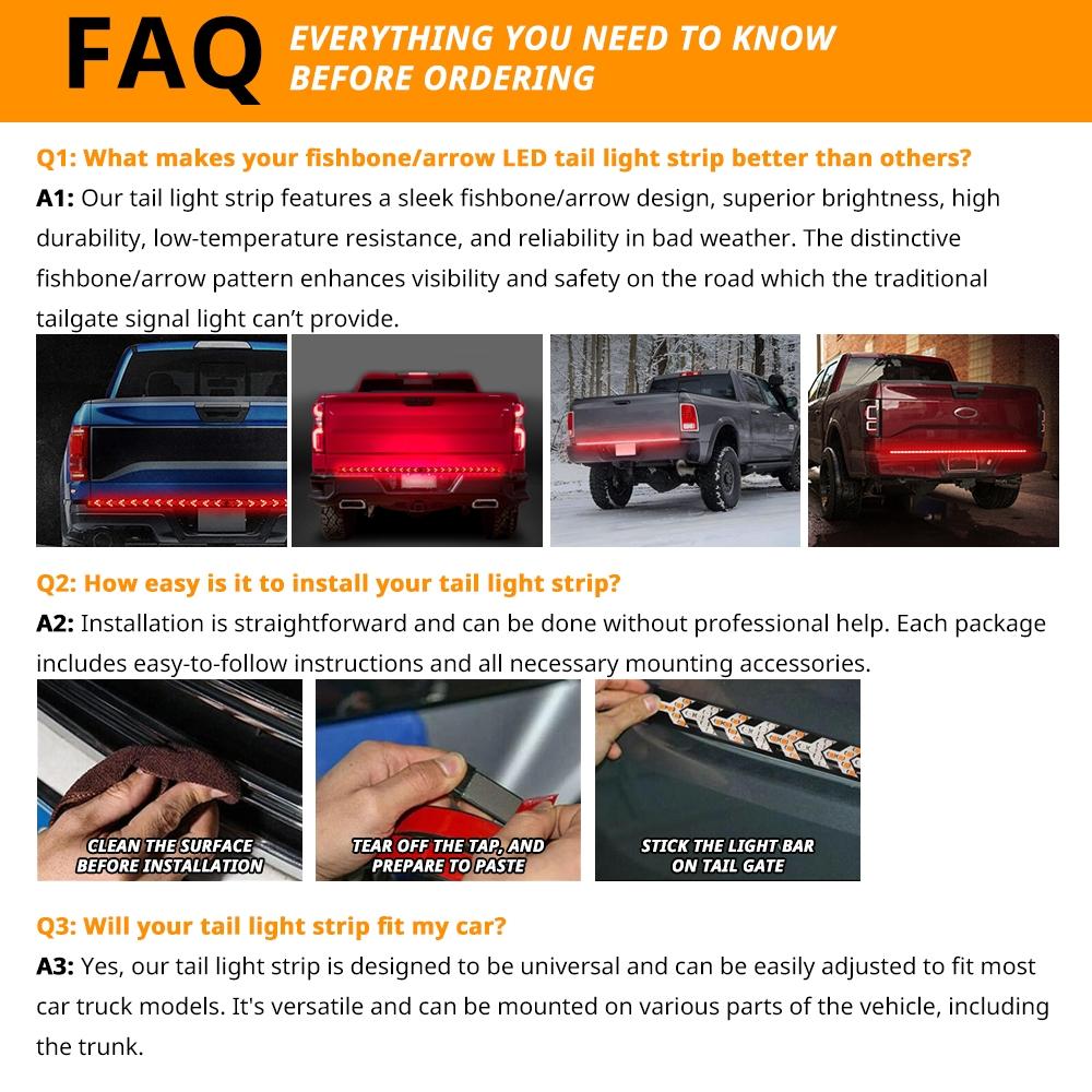 48 Inch Car LED Light Bar, Dynamic Fishbone Shaped Decorative Light, Car Tailgate LED Light Bar, Decorative Light for Truck Pickup Trailer SUV RV VAN Jeep, Led Tailgate Lights