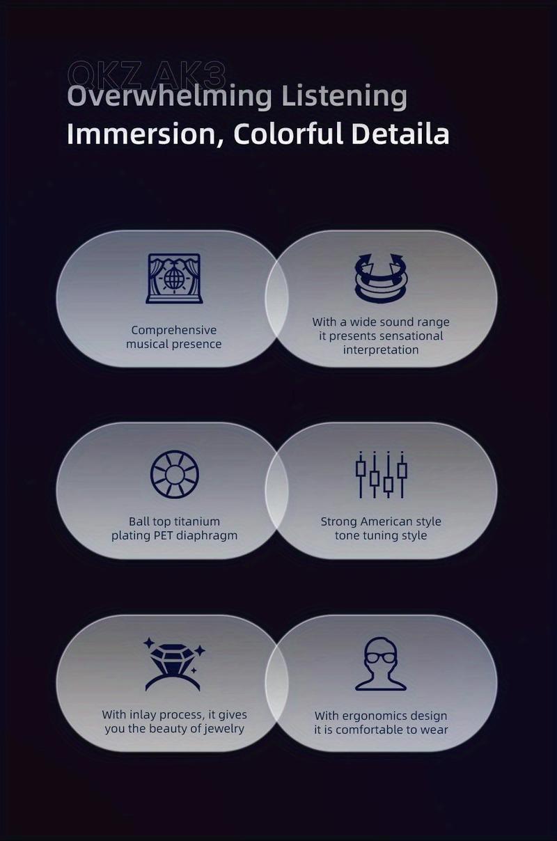 QKZ-AK3/AK6 Wired In-Ear Earphones with Mic – HiFi Subwoofer, Noise Cancelling, 3D Stereo Sound for Gaming, Sports & Gym