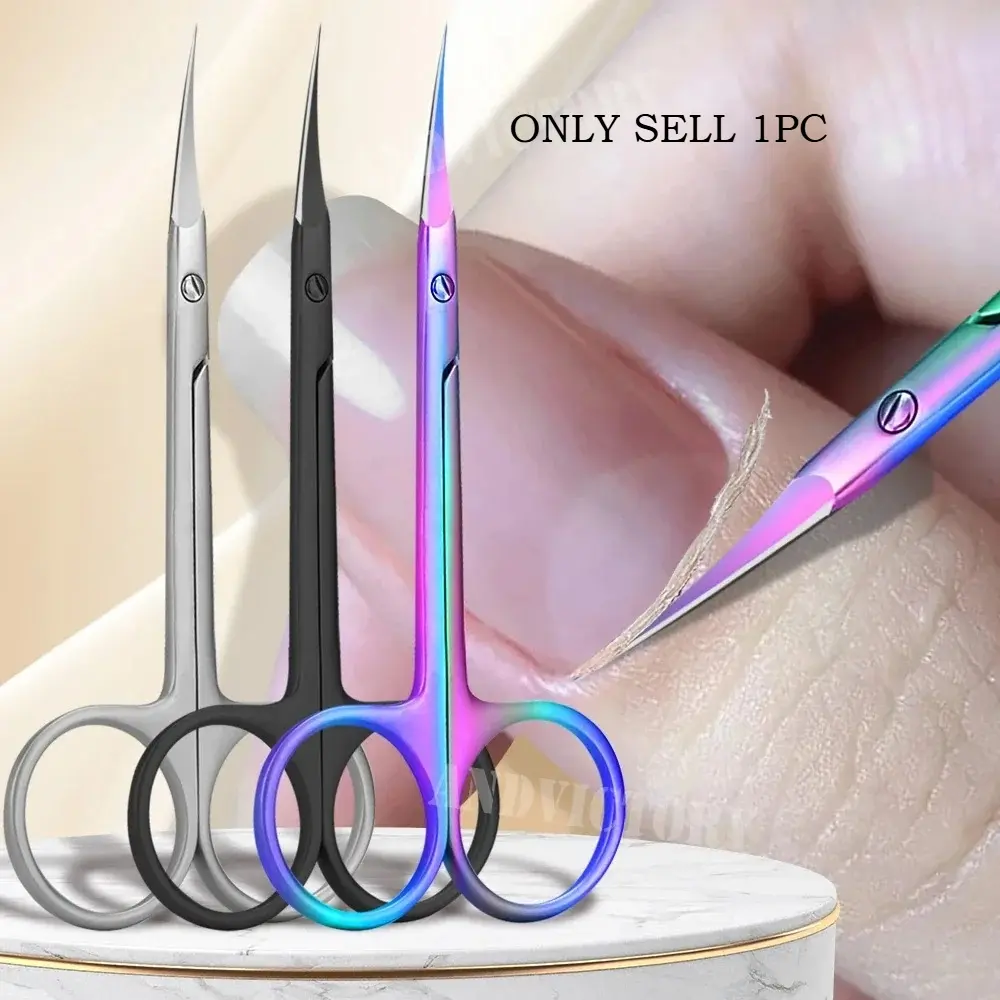 1Pcs Russian Cuticle Scissors Nipper Dead Skin Scissors Stainless Steel Manicure ools Portable Exfoliating Nail Trimmer