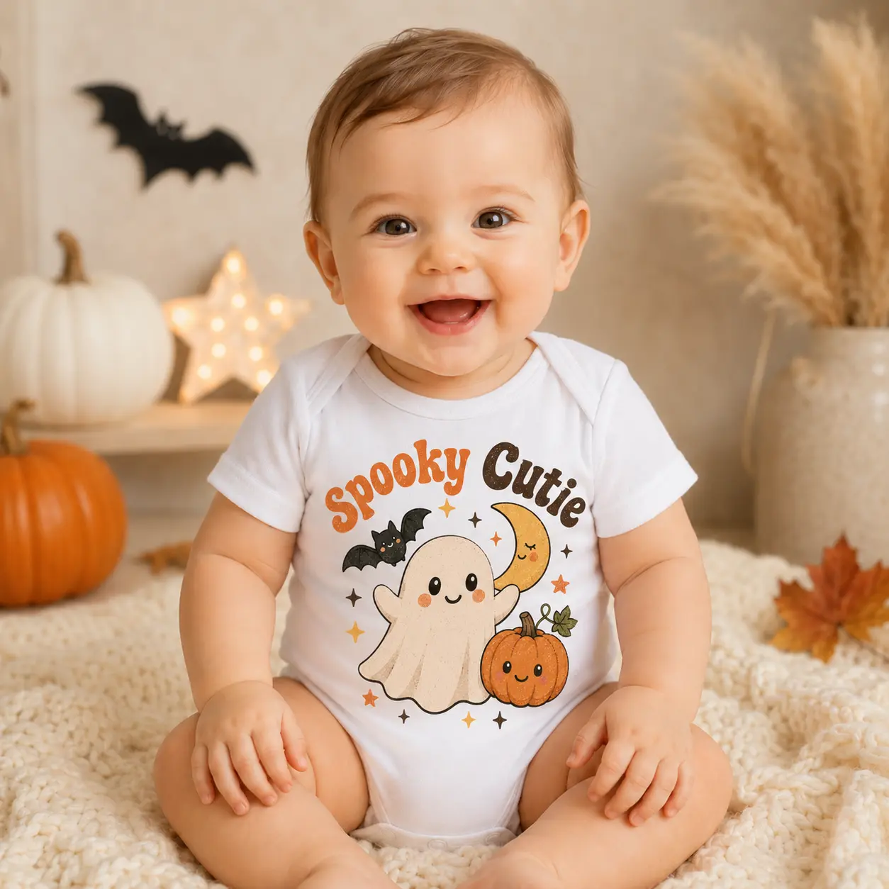 Jack O Lantern Baby Onesie Halloween Pumpkin Print Short Sleeve Bodysuit Cute Newborn Baby Clothes Baby Shower Gift