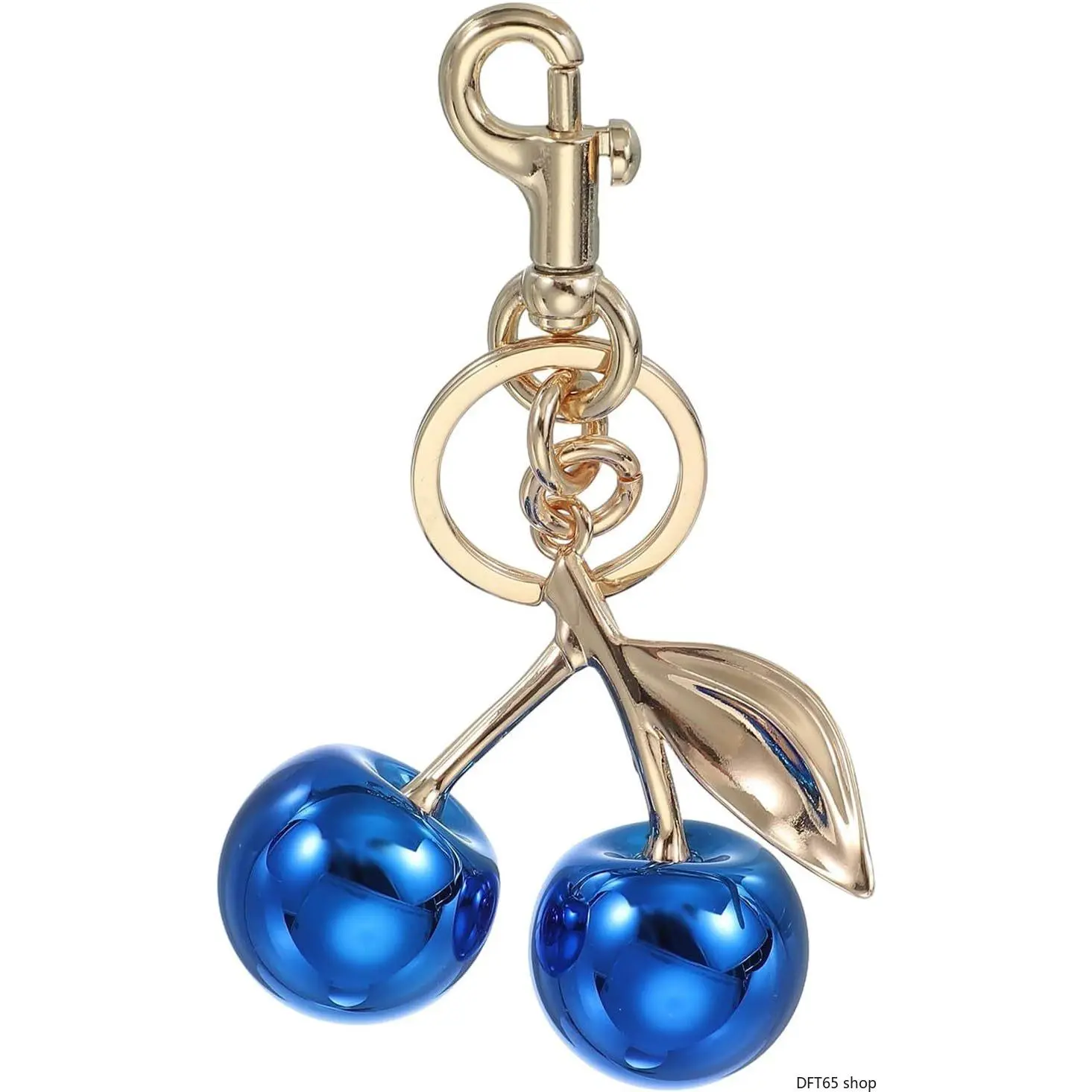 Cute Cherry Shaped Bag Charm & Stylish Keyring for Women, Polished Metal Frame with Glossy Finish, Detachable Clip and Split Ring, Key Charms, Cute Decorative Carry Accessory