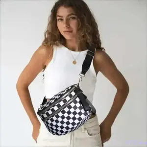 2026 Women's Y2K Checkered Nylon Fanny Pack – Trendy Crossbody Belt Bag with Adjustable Strap, Large Capacity Lightweight Sling Purse for Outdoor Festivals, Travel & Daily Commute