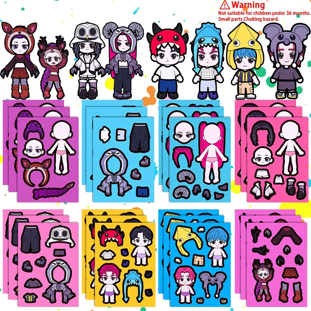 Q-Style 99 Nights in the Forest Doll DIY Dress-Up Scrapbooking Stickers, 24 Pcs Versatile Make-A-Face & Craft Decals for Kids