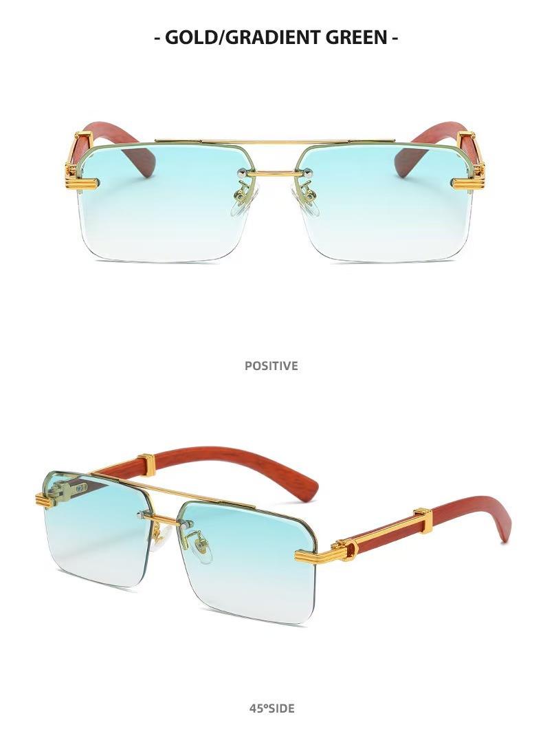 2 Pairs Unisex Rimless Square Lens Fashion Glasses Metal Double Bridge Trendy Eyewear PC Material Lightweight Stylish Accessories Perfect for Outdoor Parties Vacations Travel Driving Streetwear & Photo Props