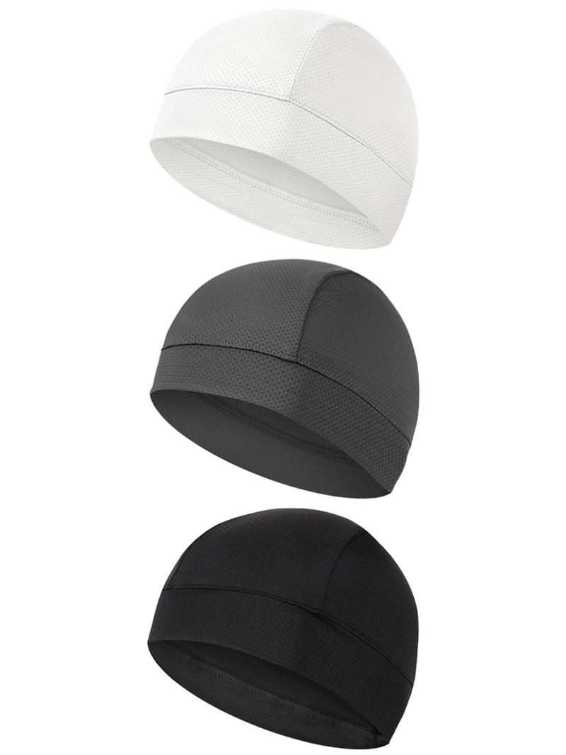 Unisex Solid Color Cycling Cap, 3 Counts Sports Cycling Liner Cap, Sweat-absorbent Sports Cycling Cap Uv Protection for Men & Women