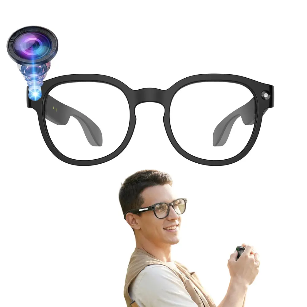 Video Recording Multifunctional Smart Glasses, with Anti-Shake Camera,  Video Recording, 270Mah Battery ,Hands-free Bluetooth Calling,Music Control, AI Translation ,3 Lens Total(Sunglasses +Anti-Blue Lens+Gradient ),AI Glasses