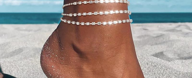 TEWIKY Dainty Layered Waterproof Anklet For Women Adjustable Womens Anklet Set Stackable Figaro BeadedCuban Link Spring Fashion Anklets Beach For Summer TEWIKY Dainty Layered Waterproof Anklet For Women Adjustable Womens Anklet Set Stackable Figaro BeadedCuban Link Spring Fashion Anklets Beach For Summer