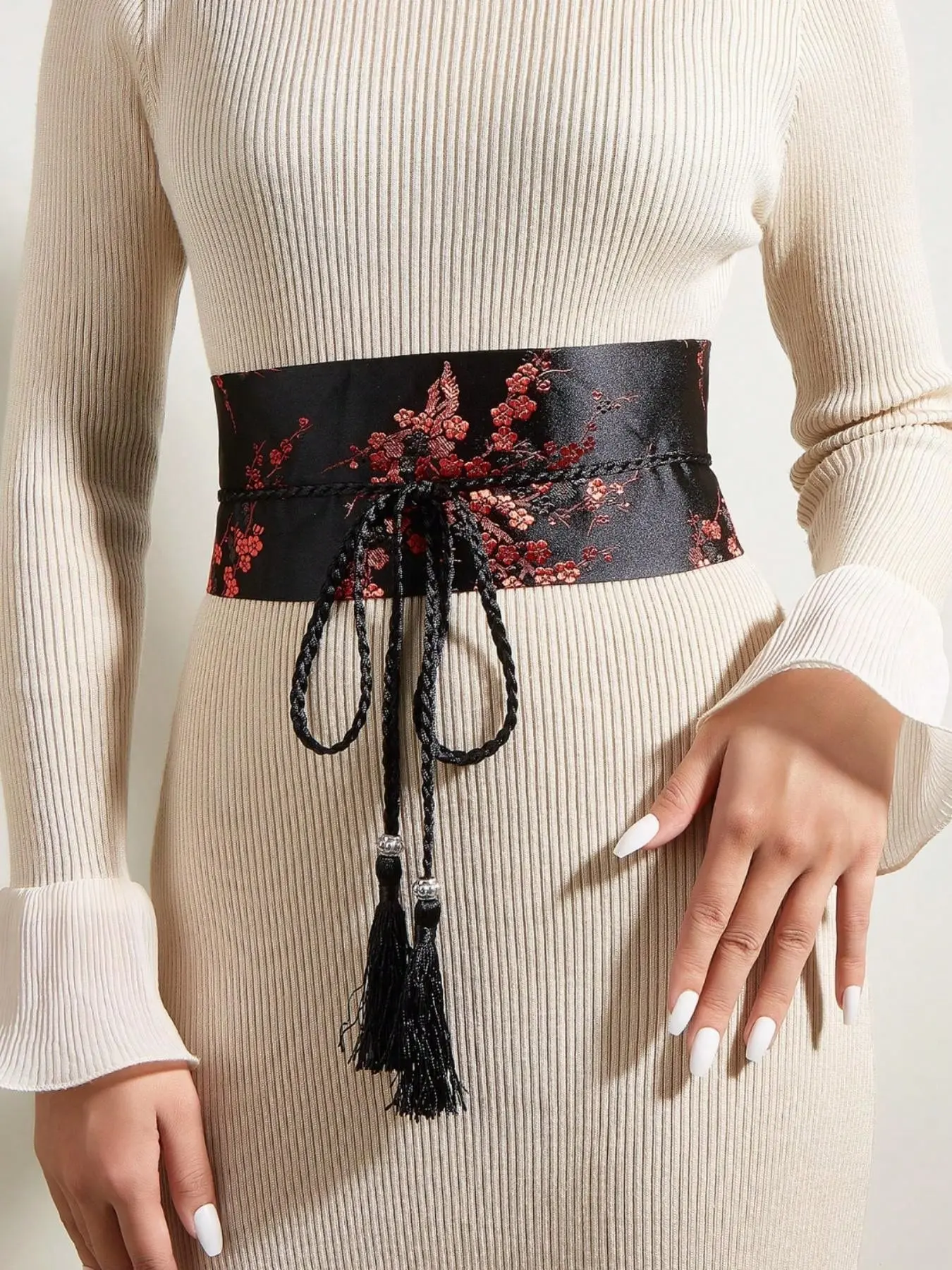 Women's Vintage Embroidered Wide Belt, Traditional Hanfu Style Waist Pouch, Party Dress Accessory, Boho Fashion
