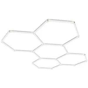 VEVOR Hexagon Garage Lights, 86400LM, 6500K 14 Grid Systems Honeycomb Hexagonal Garage LED Lights, DIY Cool White Car Detailing Garage Ceiling Lighting Bright Shop Light for Gym Basement Workshop