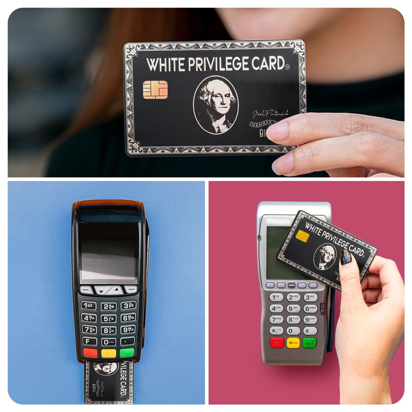 White Privilege Card Design Credit Card Ultra Thin Skin Vinyl Sticker, 4 Counts/set Ultra-thin Skin Vinyl No Residue Sticker, Waterproof & Scratch Resistant Card Sticker