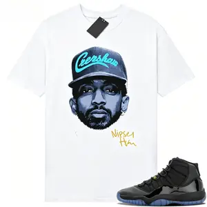 Gamma Blue 11s Sneaker Match Tees, Black Unisex Streetwear with Nipsey Big Face Graphic/ The Best Gift for Dad/Maximum size 5XL