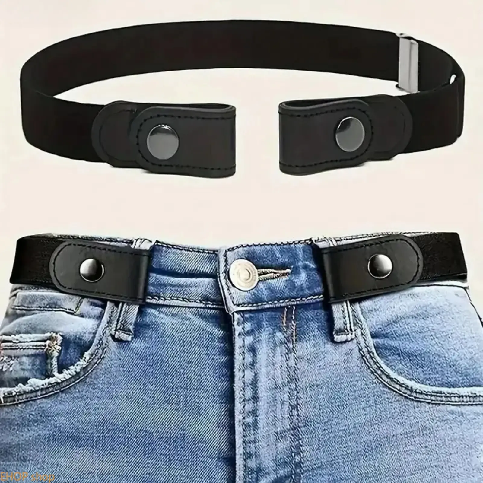 Unisex No-Buckle Elastic Belt Solid Color Adjustable Stretch Waistband Soft Traceless Comfort Fit Invisible Belt Strap for Jeans Pants Shorts Casual Outfits Daily Wear Work Travel School Easy Matching Waist Accessory for Men Women Lightweight Flexible Des