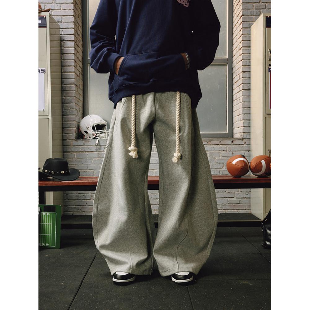 YYK High Waist Baggy Wide-Leg Sweatpants with Pockets Drawstring Elastic Waist Casual Streetwear Vintage Streetwear Joggers for men and women