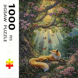 1000 Piece Fox Puzzle, Large Adult Family Interactive Toy, DIY Home Decor Brain Challenge, Holiday Scene, Mixed Colors, Perfect Gift