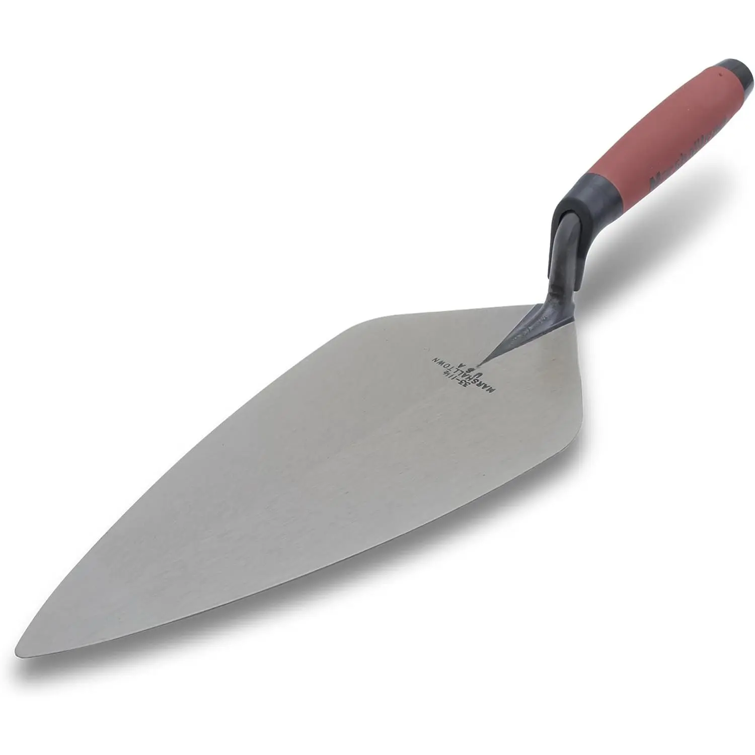 Brick Trowel, 12x5.125 Inches Forged Steel Heat Treated 1-Piece High Carbon Taper-Ground Blade, DuraSoft Grip Handle, Assembled in USA, for Brick Work & Blockwork, 33 12FG