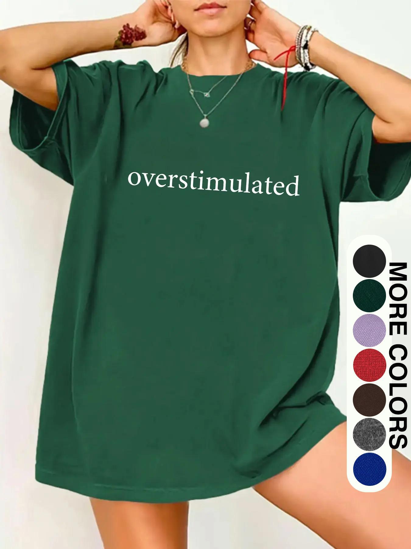 Unisex Graphic Tee, Casual Letter Print Drop Shoulder Half Sleeve Round Neck T-Shirt , Fashion Women's Top for Daily Wear