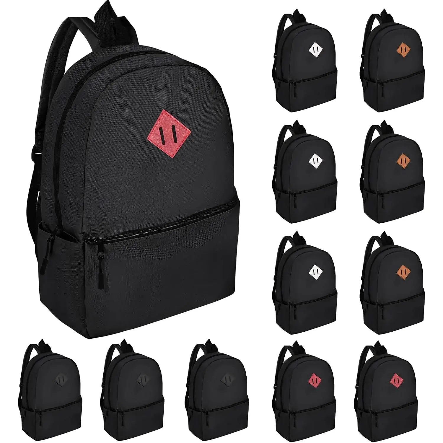 12 Pack Backpacks in Bulk,17-inch Lightweight Bookbags for Elementary,Middle,and High School Students,Bulk Backpacks for ,Boys,Girls,Classroom,Travel,Gym Supplies (Black)