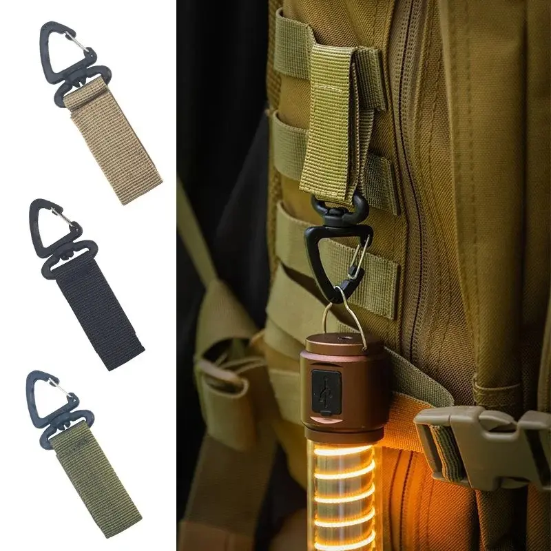 2/3Pcs Tactical 360° Rotating Webbing Hanger | 9g Lightweight MOLLE Carabiner Clip for Keys, Flashlights & Backpack | No-Sew Outdoor Gear Hook (Black/Green/Khaki)