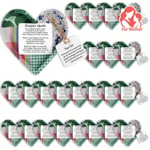 24pcs Mini Prayer Quilts with Cross Heart Pocket & Scripture Cloth Panels - Christian Sympathy Gifts for Women, Mothers Day, Baptism, Hospital Visits - Religious Faith-Based Keepsake Pack with Inspirational Bible Verses, Vibrant Fabric Design