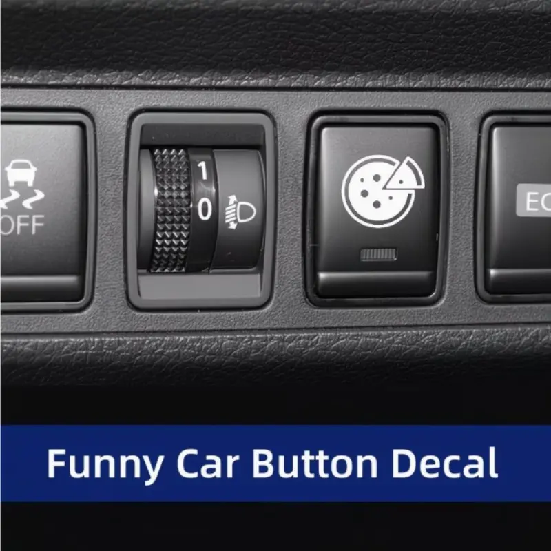 9pcs Pizza Slice Shape Stickers, Waterproof Vinyl Stickers, Car Button Decorative Stickers, Automotive Accessories