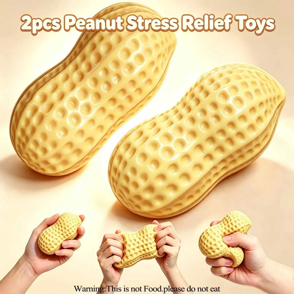 2PCS Peanut Squishy Toys Crunchy Peanut Squishy Slow Rising Fidget Toy | Crunchy Peanut Squishy, Peanut Squishy Crunchy Slow Rising Feel, Stress Relief Fidget Toy, Party Favor Gift, Squeeze Toys