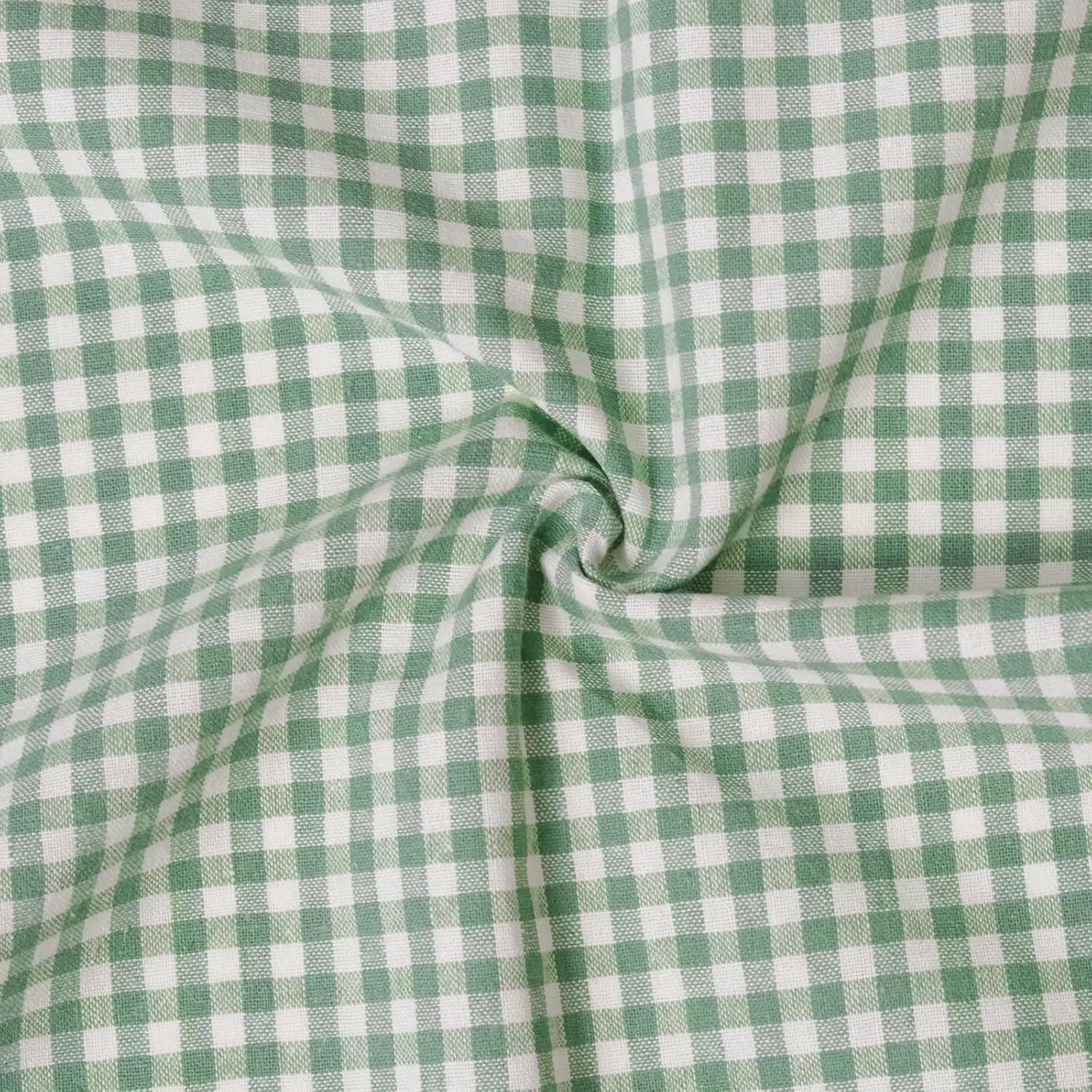 57"W x 36"L Gingham Poly-Cotton Fabric Cut By The Yard, Checkered Plaid Vintage Fabric for DIY Handmade Sewing Homespun Home Textiles, Sage Green 1 Yard