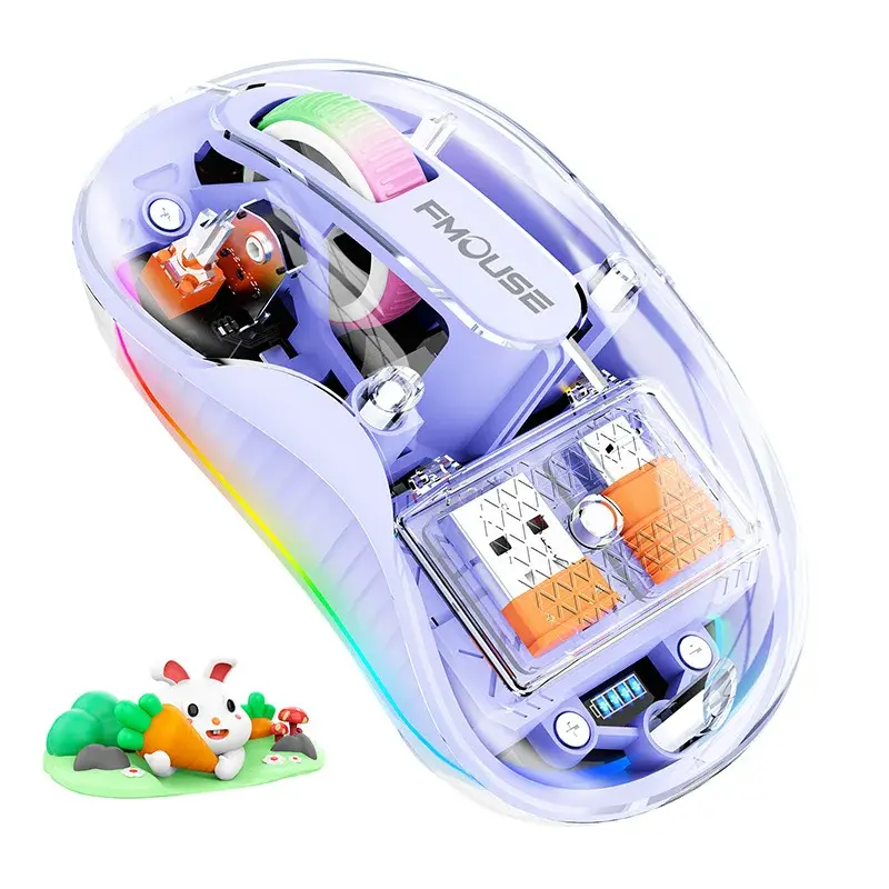 Tri-Mode Bluetooth Wireless Transparent Mouse, Rechargeable Silent Magnetic Suction Cute Mouse for Laptop & Tablet, Kids & Gaming Accessory