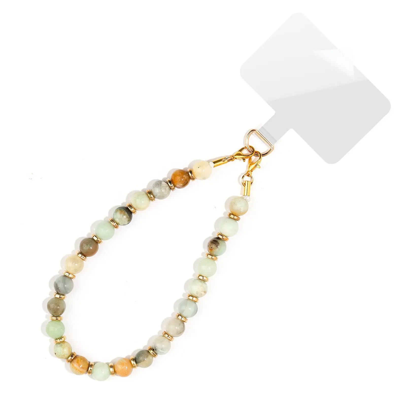 8mm Natural Chalcedony Beaded Phone Lanyard Semi-Precious Stone Phone Chain Natural Stone Wrist Strap For Women Elegant Daily Accessory Ideal Holiday Gift Stylish Portable Decorative Phone Charm For Daily Outfit Matching