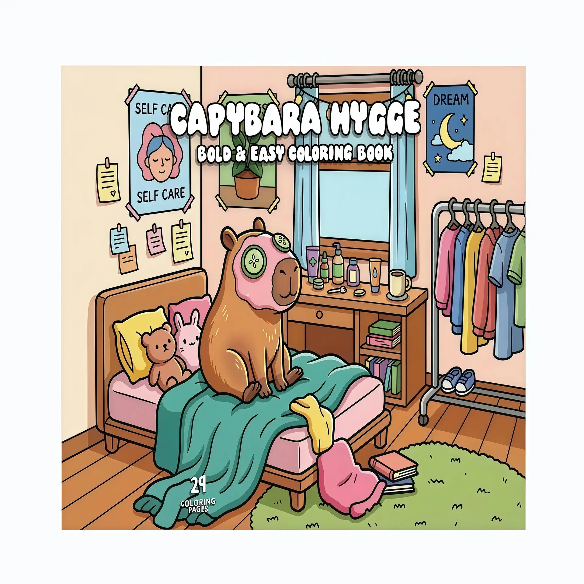 29 Patterns Capybara Healing Coloring Book for Adults and Children, Relaxing Art Activity, Perfect Gift for Stress Relief