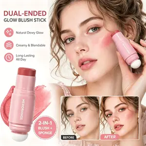 HERORANGE Dual-Ended Glow Blush Stick features a creamy, smooth formula that glides on effortlessly. It delivers a sheer, dewy finish to brighten your complexion naturally, adheres evenly without caking, and is easy to apply, allowing beginners to create
