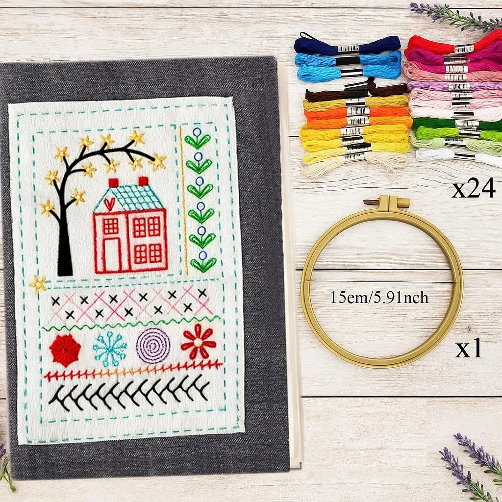 Embroidery Sewing Kit for Beginners, Step-By-Step Video Tutorial, Creative Embroidery Sewing Set, Perfect for DIY Crafts, Diy Craft Supplies
