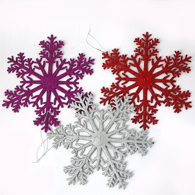 Christmas decoration plastic powder-coated snowflake pieces, Christmas tree ornaments, Christmas decoration supplies