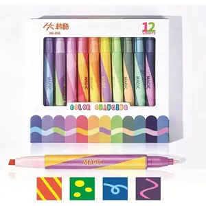12 Pack Magic Color Changing Markers Double-Headed Chisel Tip Highlighters, Lettering &  Messages, Art Drawing  to School Stationery Set for Students Christmas  (Color changing)