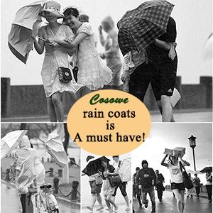 Rain Ponchos for Adults Reusable, 2 Pcs Raincoats Emergency for Women Men with Hood and Drawstring