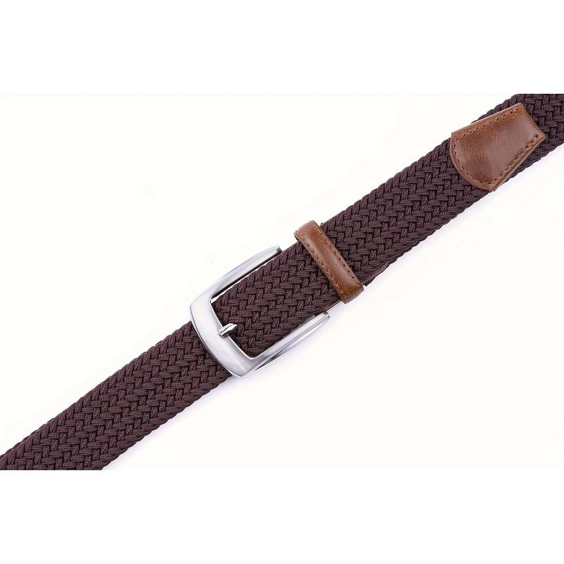 [Full Sizes Stretch Braided Belts] Canvas Elastic Fabric Woven Stretch Braided Belts for Men Women Junior with Multicolored/Full Sizes, Father's Day Gift  Brown