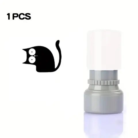Cat Pattern Stamp, 6 Counts/set Round Self-Inking Stamps, Return Address Stamp, Stamps For Mailing, Office Stationery & Supplies for School, Dormitory, Home