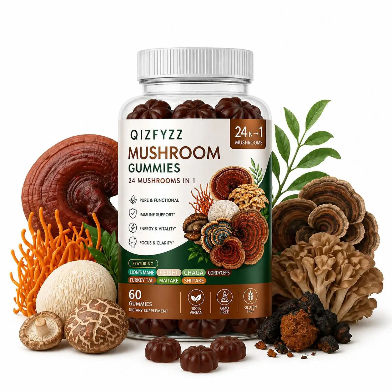 Women's Probiotic Mushroom Gummies for Women | Ancient Mushroom Complex | Supports pH Balance, Digestive & Immune Health | Helps Improve Mood & Sleep Quality